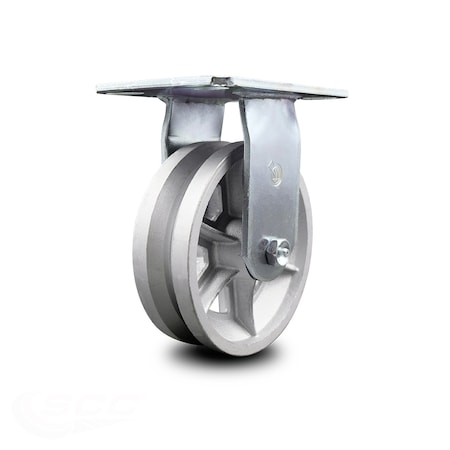 Service Caster 6 Inch Heavy Duty Top Plate V Groove Semi Steel Rigid Caster with Roller Bearing SCC-35R620-VGR